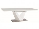 SIGNAL ALARAS III - Bővíthető étkezőasztal (fehér üveg/fehér) 160-220 cm
