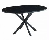 SIGNAL GASTON - Bővíthető étkezőasztal - (fekete/fekete márvány minta)