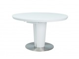 SIGNAL ORBIT - Kerek, bővíthető étkezőasztal (fehér - edzett üveg)