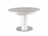 SIGNAL ORBIT - Kerek, bővíthető étkezőasztal (márványhatású fehér/fehér - kerámia)