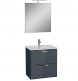 Siko Vitra Mia antraci fürdőszobaszekrény 59cmx39,5cm, mosdóval,tükörrel,lámpával, középen csaplyukkal