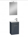 Siko Vitra Mia antracit fürdőszobaszekrény 39cmx28cm, mosdóval,tükörrel,lámpával, jobbos csaplyukkal