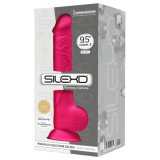 Silexd 9,5 - tapadókorongos, herés dildó - 24cm (pink)