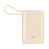 Silicon Power CP10 powerbank - beépített USB-C kábel, USB-C és USB-A port, LCD, 20W PD, 10,000mAh, arany (SP10KMAPBKCP101C)