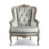 Silik Bergère fotel, Barokk stílusú “bergère”, “capitonné”, II. cat. F szövettel