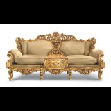 Silik Eolo 2-személyes kanapé, középen fiókos asztallal és kristálylappal, I. cat. E szövettel