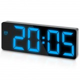 SilverHome Nagy kijelzős kék LED fényű ébresztőóra (hálózatról és elemmel is működtethető)