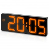 SilverHome Nagy kijelzős narancssárga LED fényű ébresztőóra (hálózatról és elemmel is működtethető)