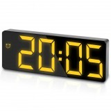 SilverHome Nagy kijelzős sárga LED fényű ébresztőóra (hálózatról és elemmel is működtethető)