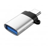SilverHome OTG átalakitó adapter, USB 3.0->USB-C, Ezüstszín