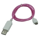 SilverHome Prémium Adat- és Töltőkábel, MicroUSB/USB csatlakozó, villogó fény, 2A gyorstöltés, 1 méter, pink