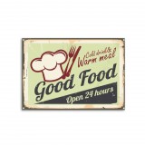 SilverHome Vintage Dekor Fémtábla, 'Good Food' felirat, retro hangulatú kialakítás 20x30cm