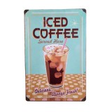 SilverHome Vintage Dekor Fémtábla, 'ICED COFfEE' felirat, retro hangulatú kialakítás, 20x30cm