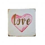 SilverHome Vintage Dekor Fémtábla, 'LOVE' felirat, retro hangulatú kialakítás, 30x30cm