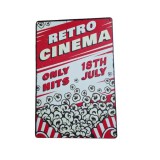 SilverHome Vintage Dekor Fémtábla, 'RETRO CINEMA' felirat, retro hangulatú kialakítás, 20x30cm