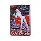 SilverHome Vintage Dekor Fémtábla, dombornyomott, 'GARAGE Grease Monkey' felirat, retro hangulatú kialakítás, 20x30cm