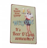 SilverHome Vintage Dekor Fémtábla, dombornyomott 'WELCOME' felirat, retro hangulatú kialakítás, 20x30cm