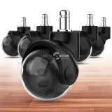 Sima Siklás 5.08cm Gumi Irodai Szék Kerekek - 5 darabos Készlet | Csendes, Padlóra Biztonságos Görgők Szőnyeghez és Keményfa Padlóhoz | Könnyű Telepítés, Tartós Kialakítás | Prémium Fekete