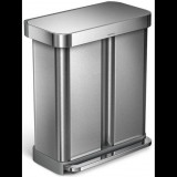 Simplehuman pedálos két tartályos szelektív szemétkuka, 58 l, rozsdamentes acél, szürke (CW2025)