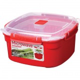 Sistema 1102 Műanyag ételtároló Gözölö kosárral 2,4L - Piros (1102)