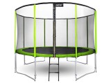 SkyFlyer® Minőségi Trambulin Kétféle módon Rögzíthető Védőhálóval-Létrával-Rozsdamentes Vázzal-304 cm