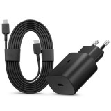 SMG MOB Samsung gyári hálózati töltő adapter 25W, USB-C bemenet, 1,8 m TypeC kábel, EP-DA767JBE, fekete ECO csom