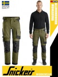 Snickers ALLROUNDWORK KHAKIGREEN strech slim fit prémium deréknadrág - munkaruha