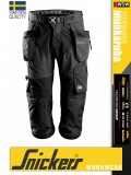 Snickers FLEXIWORK BLACK technikai stretch lengőzsebes rövidnadrág - munkaruha
