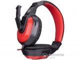 Snopy Fejhallgató - SN-633 Red  (mikrofon, 3.5mm jack, hangerőszabályzó, nagy-párnás, 1.8m kábel, fekete-piros)