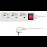 Solight hosszabbító kábel, 3 csatlakozóaljzat, fehér, 10 m, kapcsoló (PP16)