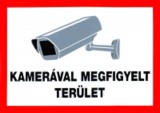 Solleysec Figyelmeztető matrica, öntapadós,  "KAMERÁVAL MEGFIGYELT TERÜLET" feliratú és kameraházat ábrázoló képpel, 210 x 300 mm.