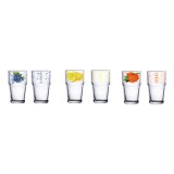 SOLMAZER IRIS mintás üveg pohár 350ml, Blueberries, Lemon vagy Orange minta 131605-001 (131605-001)