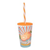 SOLMAZER IRIS Orange Juice mintás pohár szívószállal 650ml 161948-028