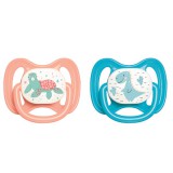 SOLMAZER IRIS teknős vagy dinoszaurusz mintás cumi 0-6 hónapos babáknak, rószaszín vagy kék színű 161010-000