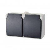 Somogyi Elektronic AQUATOP 9872H falon kívüli dugalj, 2 db aljzat, 16 A, IP54, szürke