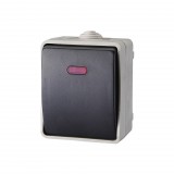 Somogyi Elektronic AQUATOP 9877H falon kívüli nyomókapcsoló, 1 billenő, 10 A, IP54, szürke, jelzőfény