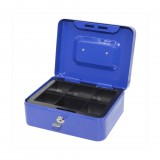 Somogyi Elektronic Bluering PNZK3 fém pénzkazetta, 6 rekeszes, 2 kulcs, kék