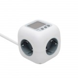 Somogyi Elektronic Home CUBE2P kocka elosztó, fogyasztásmérővel, max. 3680 W, 3 aljzat gyermekvédelemmel, 1,5 m hosszú vezeték