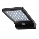 Somogyi Elektronic Home FLP300SOLAR napelemes LED reflektor, 300 lm, PIR mozgásérzékelő, 120° 5m, 36 db hidegfehér SMD LED, energiatakarékos, műanyag, IP44