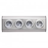 Somogyi Elektronic Home KNV 04 szerelhető konyhai hálózati elosztó, 3 védőérintkezős aljzat, rozsdamentes acél, felszerelés sarokba is, max. 3680W