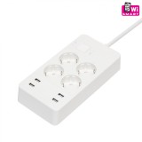 Somogyi Elektronic Home NV 4 WIFI smart elosztó, 1,5 m, H05VV-F 3G1,5 mm2 kábel, 4 földelt aljzat, 4 USB aljzat, max.3680W, Tuya alkalmazás kompati