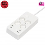 Somogyi Elektronic Home NV 4 WIFI smart elosztó, 1,5 m, H05VV-F 3G1,5 mm2 kábel, 4 földelt aljzat, 4 USB aljzat, max.3680W, Tuya alkalmazás kompatibilis, WiFi-s