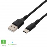 Somogyi Elektronic Home USBAC1 töltőkábel, USB-A / USB-C, 2.1A, 1m, szövött, fekete