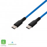 Somogyi Elektronic Home USBCC1 töltőkábel, USB-C / USB-C, 2.1A, 1m,szövött, kék