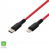 Somogyi Elektronic Home USBCL1 töltőkábel, USB-C / Lightning, 2.1A, 1m, szövött, piros
