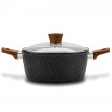 Somogyi Elektronic Nava 10-144-120 Nature tapadásmentes lábas, kőbevonattal, hőálló fogantyú, üvegfedő, 20 cm