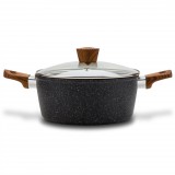 Somogyi Elektronic Nava 10-144-122 Nature tapadásmentes lábas, kőbevonattal, hőálló fogantyú, üvegfedő, 28 cm