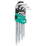 Somogyi Elektronic Pro'skit HW-229B imbuszkulcskészlet, gömbfejű fél, króm-vandánium, 9 darabos