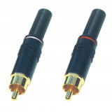 Somogyi Elektronic RCA 11MF RCA dugó pár, fém, aranyozott, törésgátló, fehér és piros