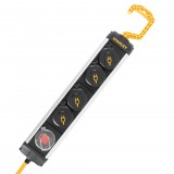 Somogyi Elektronic STANLEY SXECCD0RAJE 4-es elosztó kapcsolóval, 5 m, IP44-es védelem, alumínium ház, felakasztható, beltérben is használható, H07RN-F 3G1,5 mm2 kábel